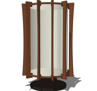 现代实木玻璃台灯su模型