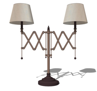 现代金属双头台灯su模型