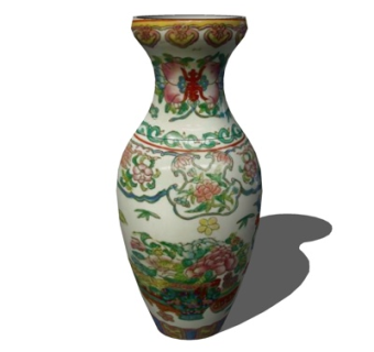 中式陶瓷花瓶su模型