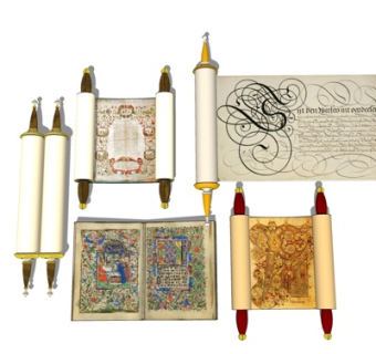 欧式书卷su模型