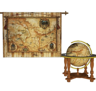 欧式世界地图地球仪su模型