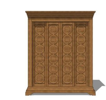 中式装饰柜su模型