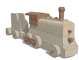 现代木质火车头su模型