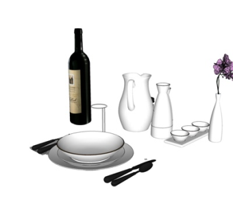 现代餐具su模型