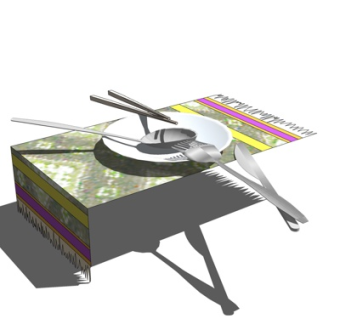 现代餐具su模型