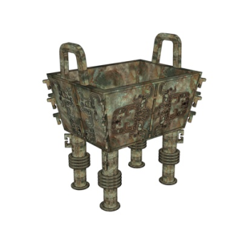 中式青铜鼎su模型