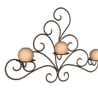 简欧铁艺蜡烛壁灯su模型