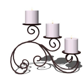 简欧铁艺蜡烛台灯su模型