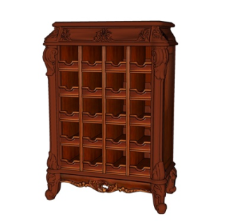 欧式实木边柜su模型