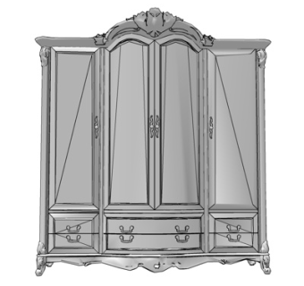 欧式实木衣柜su模型