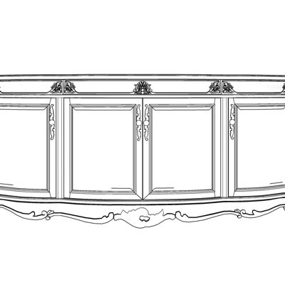 欧式实木边柜su模型