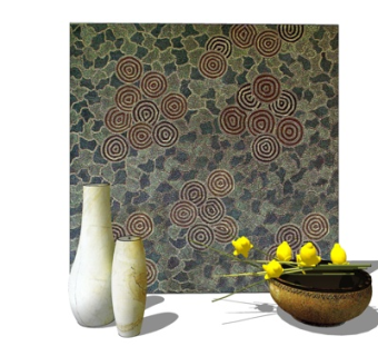 现代花瓶花卉盘子摆件su模型