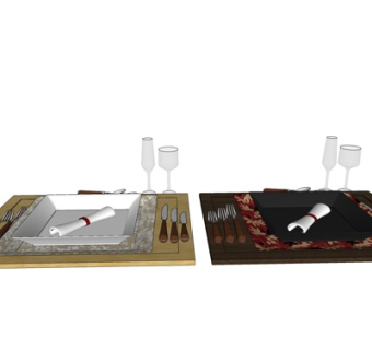 现代餐具组合su模型