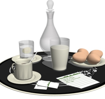 现代餐具食品摆件su模型