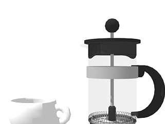 现代茶壶茶杯su模型