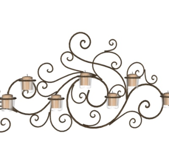 欧式铁艺烛台灯su模型