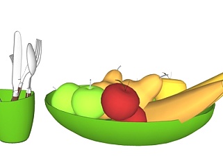 现代水果盘su模型
