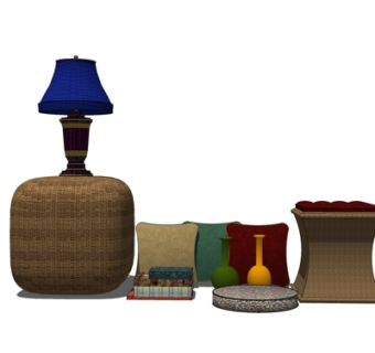 新古典台灯器皿这摆件su模型