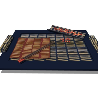 日式竹制餐具su模型