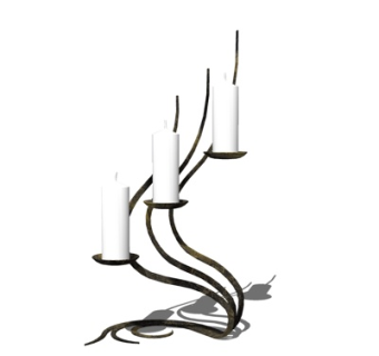 现代金属烛台灯su模型