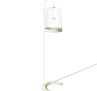 现代铁艺鸟笼落地灯su模型