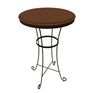 欧式铁艺圆几su模型