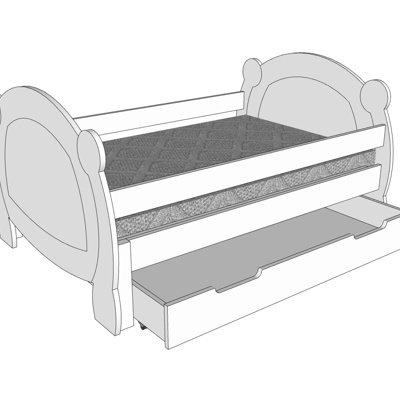 现代实木儿童床su模型