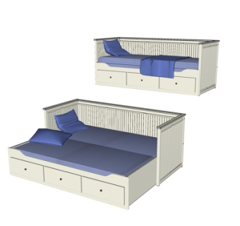 现代布艺儿童床su模型
