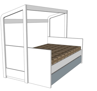 现代布艺儿童床su模型