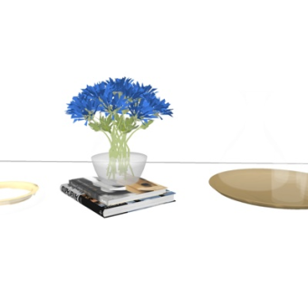 现代书籍花卉摆件su模型