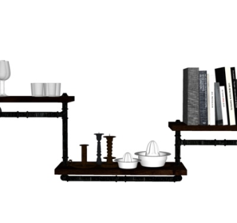 现代实木壁柜su模型