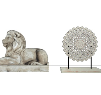 欧式狮子雕塑摆件su模型