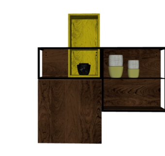 中式实木餐边柜su模型