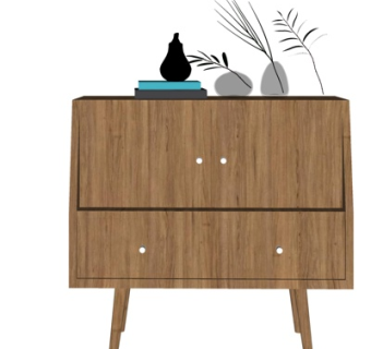 现代实木边柜su模型