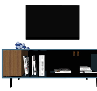 现代实木电视柜su模型