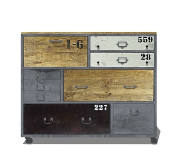 工业风实木边柜su模型