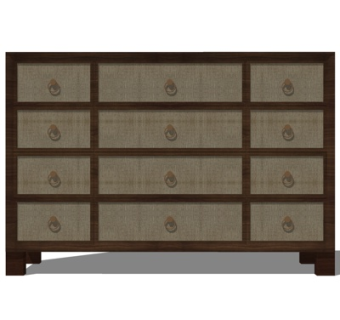 新中式实木边柜su模型