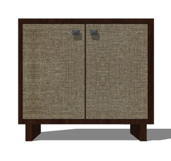 新中式实木边柜su模型