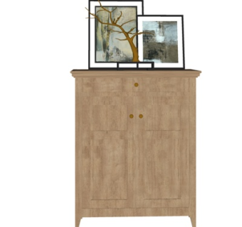 北欧原木边柜su模型