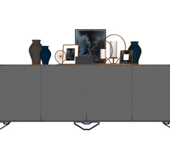 新中式实木电视柜su模型