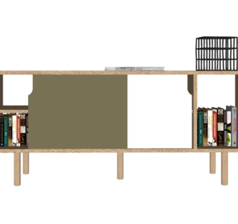 北欧原木电视柜su模型