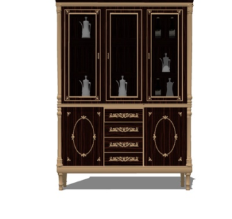 欧式实木装饰柜su模型