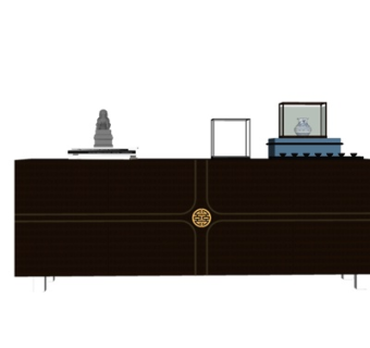 新中式实木电视柜su模型