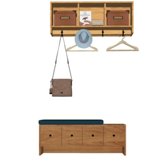 现代实木衣柜su模型