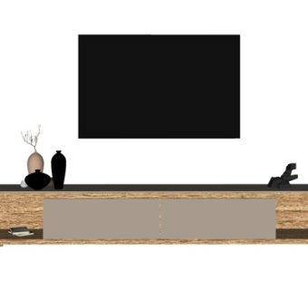 新中式实木电视柜su模型