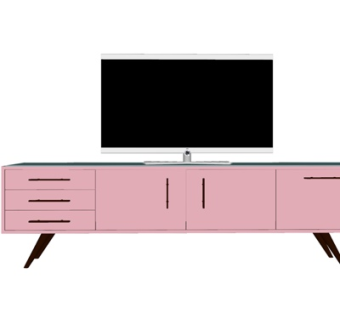 现代实木电视柜su模型