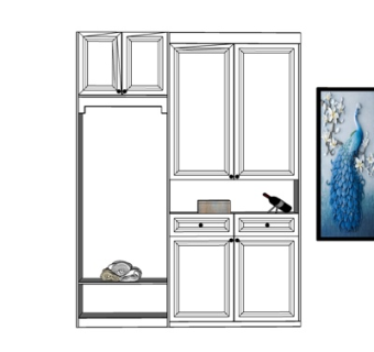 简欧实木衣柜su模型