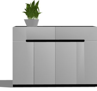 现代实木边柜su模型