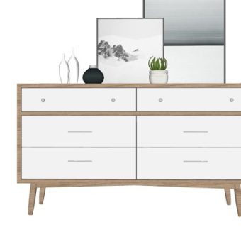 北欧原木边柜su模型