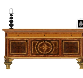 欧式古典实木边柜su模型